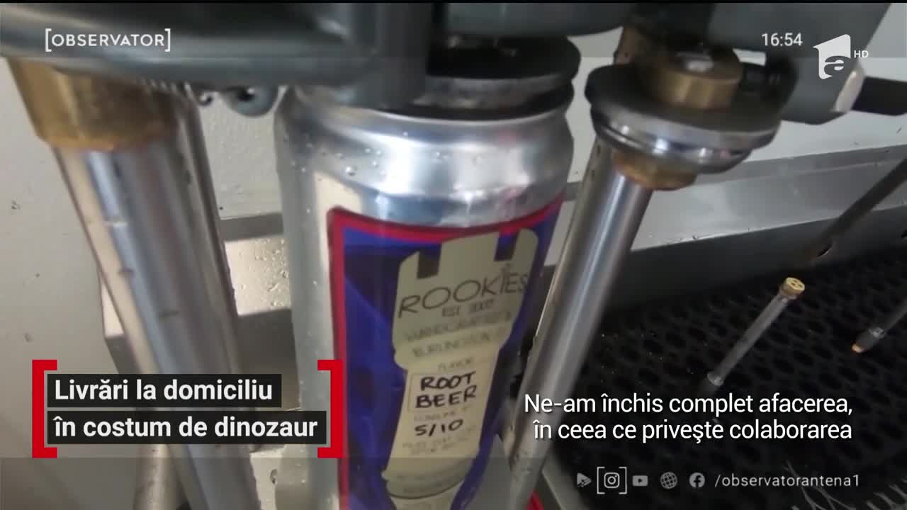 Livrări la domiciliu &icirc;n costum de dinozaur
