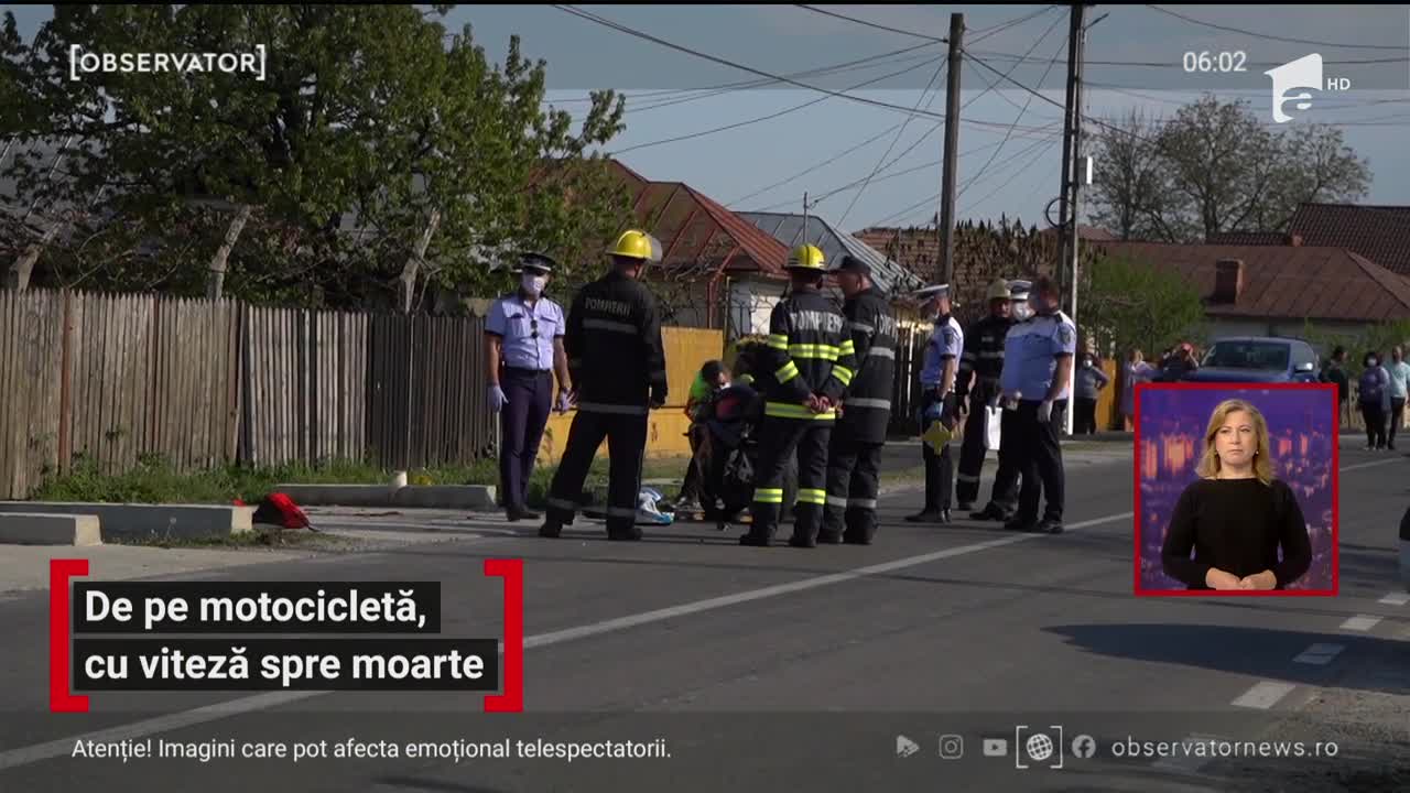T&acirc;năr de 30 de ani, de pe motocicletă, cu viteză spre moarte