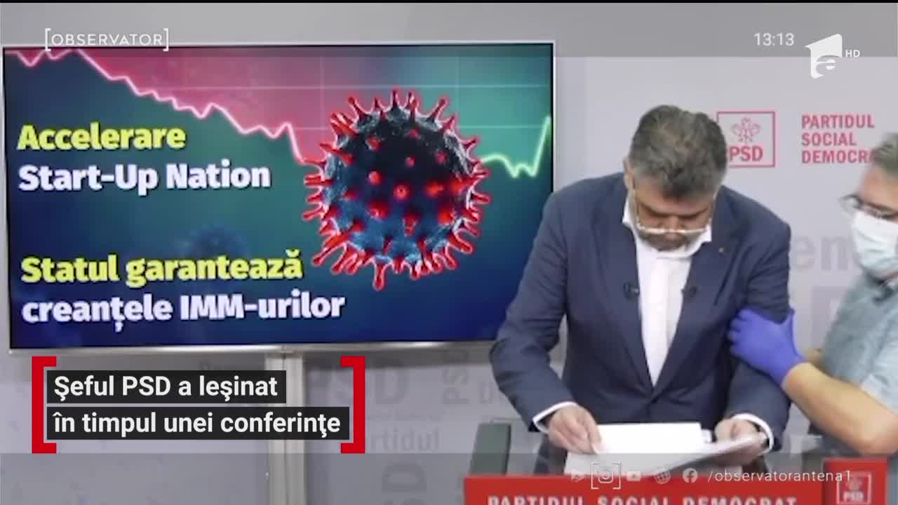 Preşedintele interimar al PSD, Marcel Ciolacu, a leşinat &icirc;ntr-o conferinţă de presă