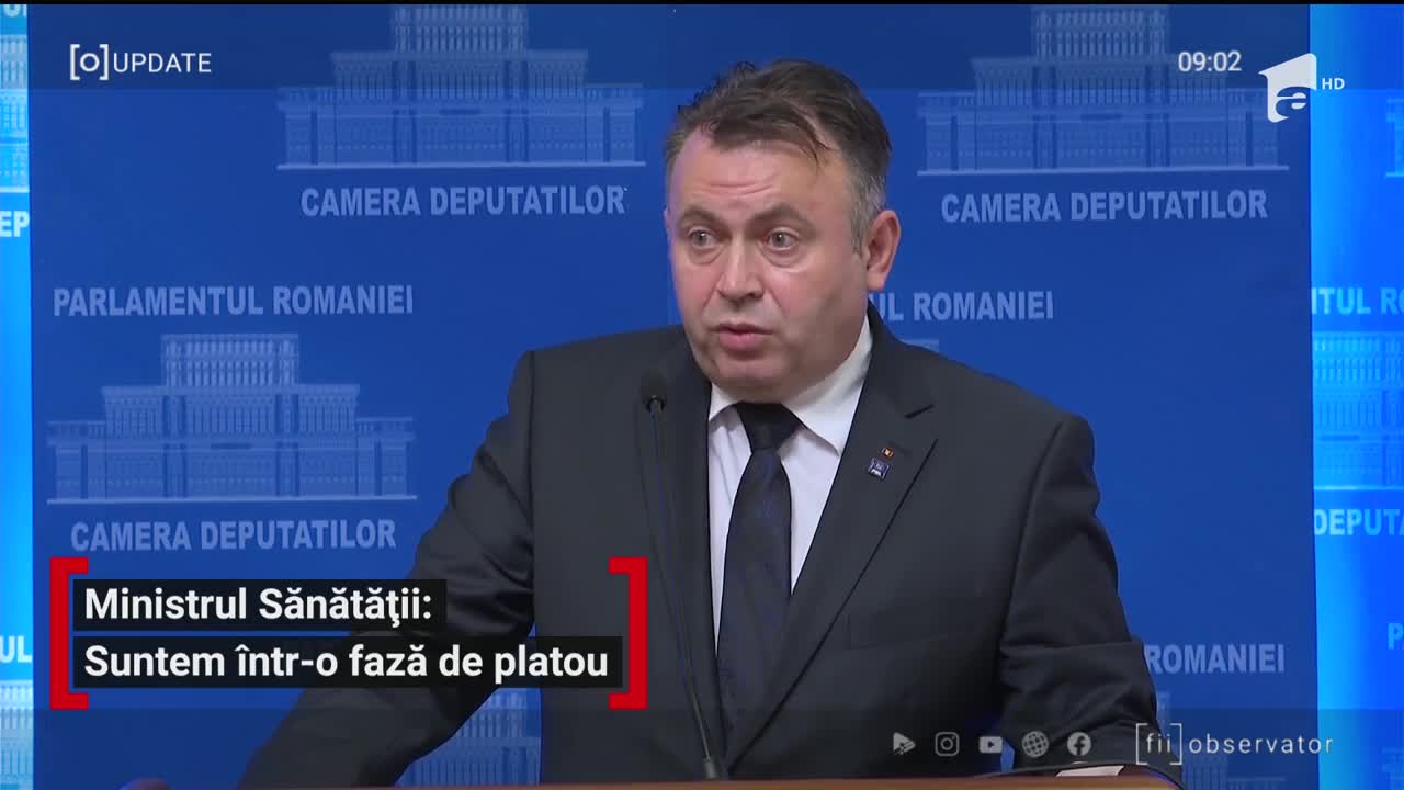 Observator Update, 12 mai, ora 9:00: Ministrul Sănătății: Suntem &icirc;ntr-o fază de platou