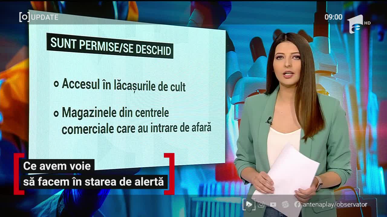 Observator Update, 14 mai, ora 9:00: Ce avem voie să facem &icirc;n starea de alertă