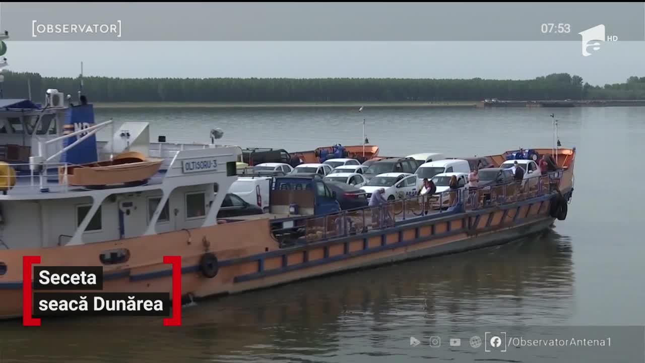 Seceta seacă Dunărea. Nivelul fluviului este cu aproape jumătate sub media anuala măsurată &icirc;n ultimii ani