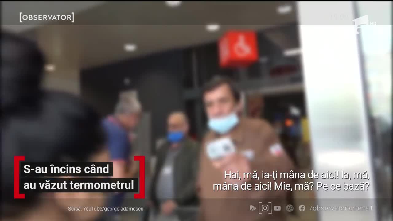&Icirc;n Bucureşti, trei oameni au pornit o revoltă &icirc;n parcarea unui supermarket după ce au refuzat ca paznicii centrului comercial să le măsoare temperatura
