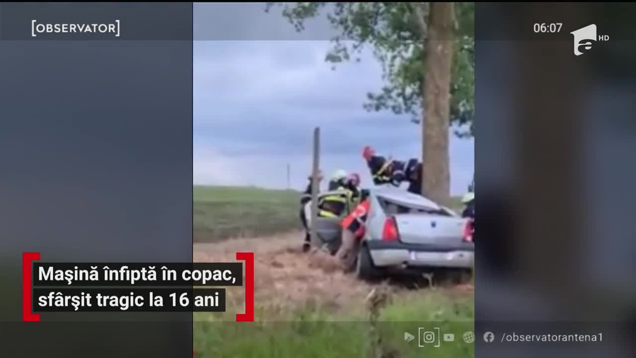 Maș&icirc;nă &icirc;nfiptă in copac, sf&acirc;rșit tragic la 16 ani