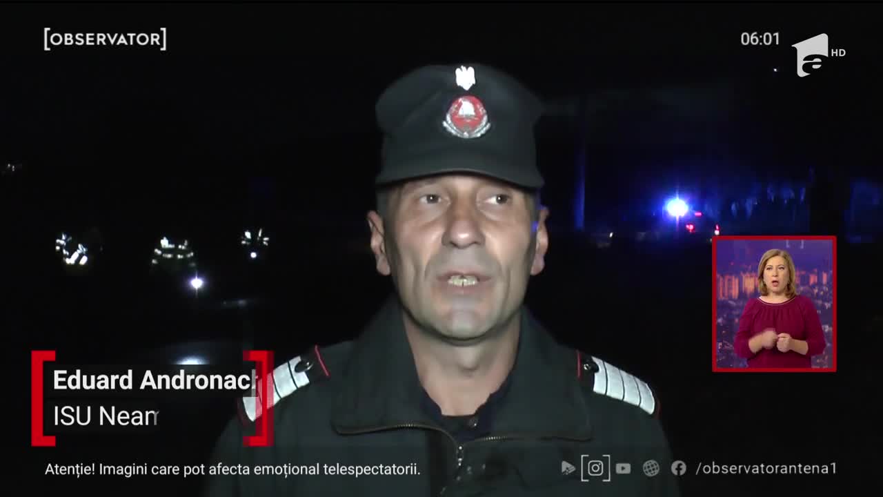 Accident violent pe o şosea din Neamț. Șoferul a murit după ce a intrat cu maşina &icirc;ntr-un cap de pod