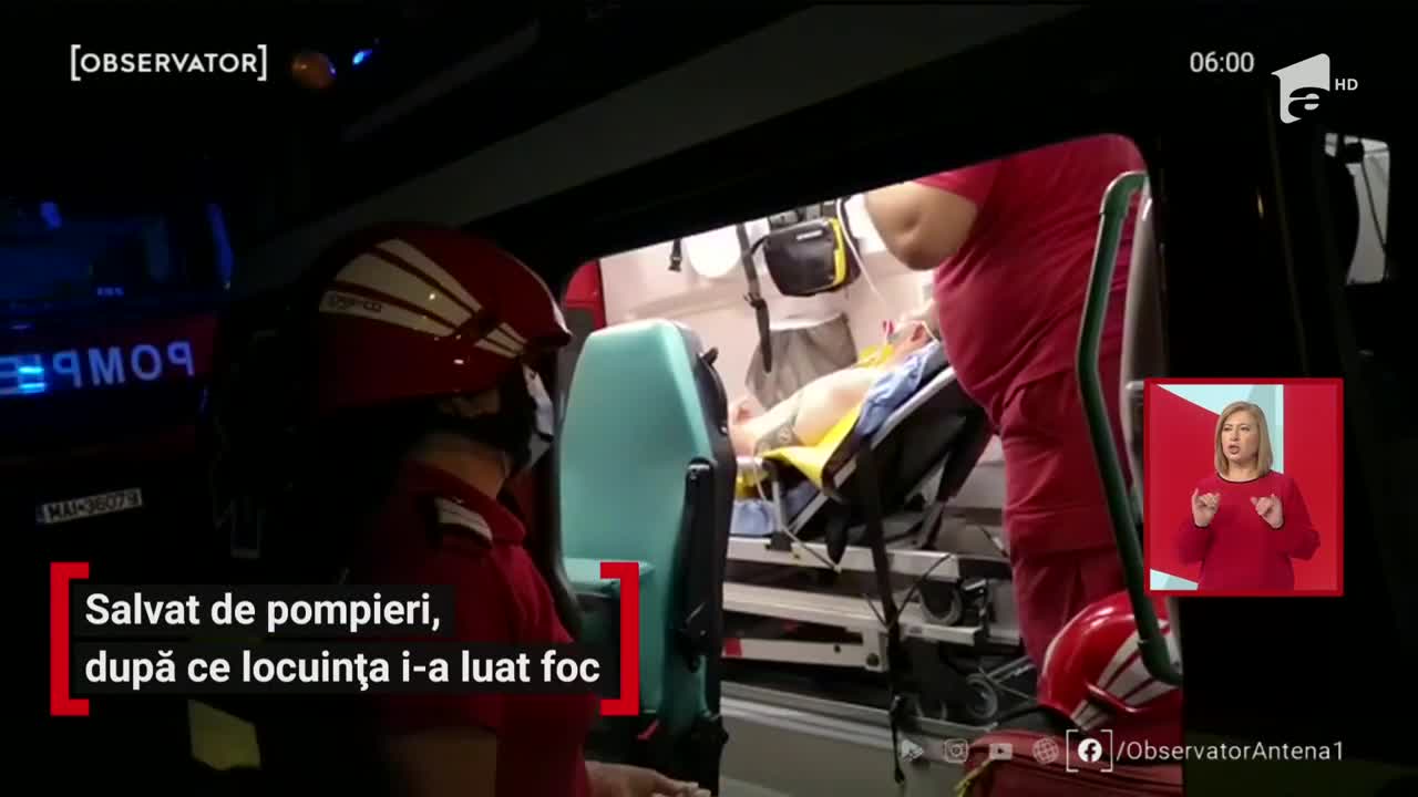 Salvat de pompieri, după ce locuința i-a luat foc