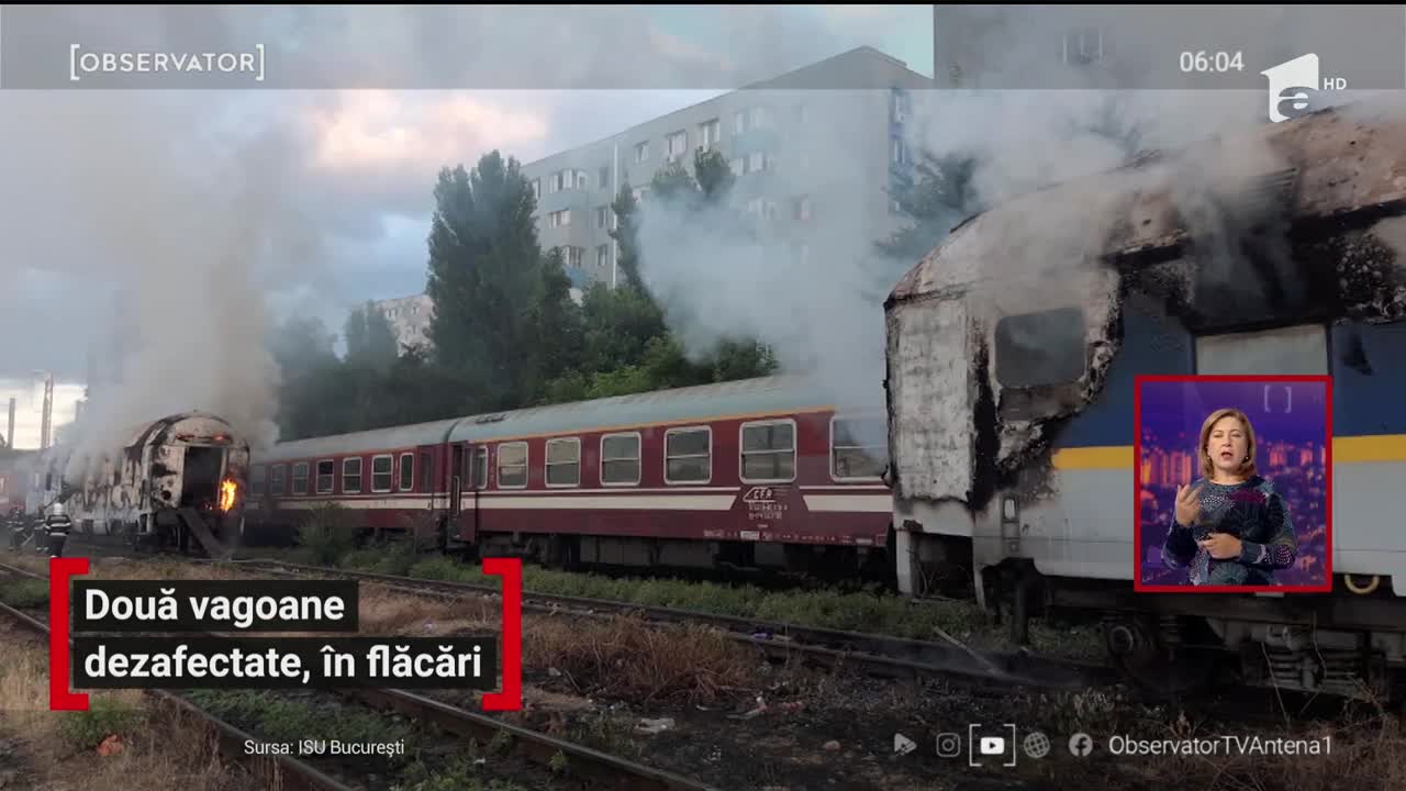 Două vagoane de tren au ars, &icirc;n Capitală
