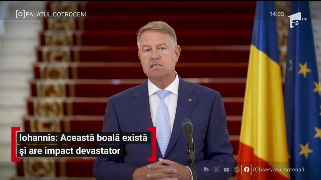 Klaus Iohannis, declarație de presă la Palatul Cotroceni: Această boală există!