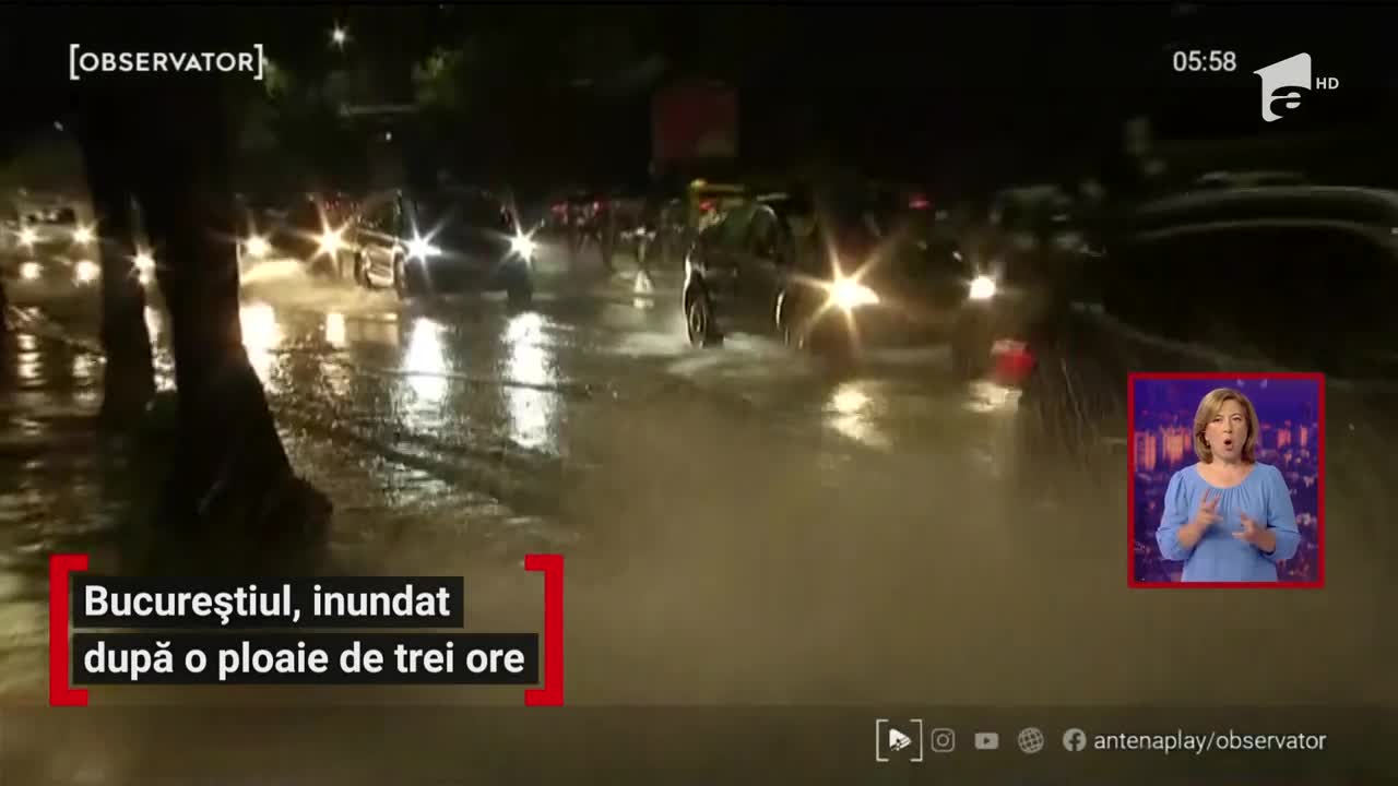 Bucureștiul, inundat după o ploaie de trei ore