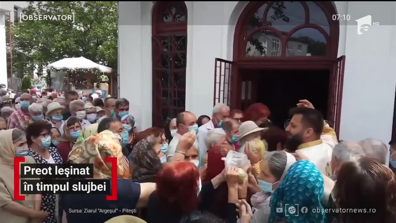 Panică &icirc;n curtea unei biserici din Piteşti. Unui preot i s-a făcut rău &icirc;n timp ce slujea de Sf&acirc;ntul Ilie