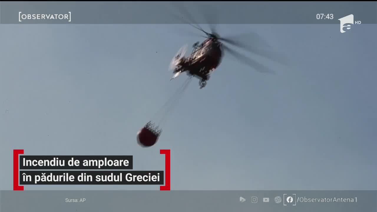 Incendiu de amploare &icirc;n pădurile din sudul Greciei