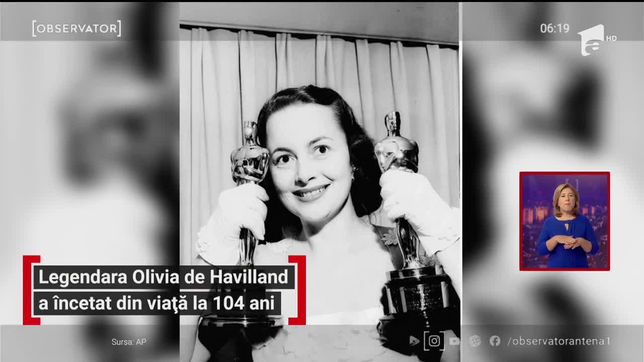 Olivia de Havilland s-a stins din viaţă la v&acirc;rsta de 104 ani