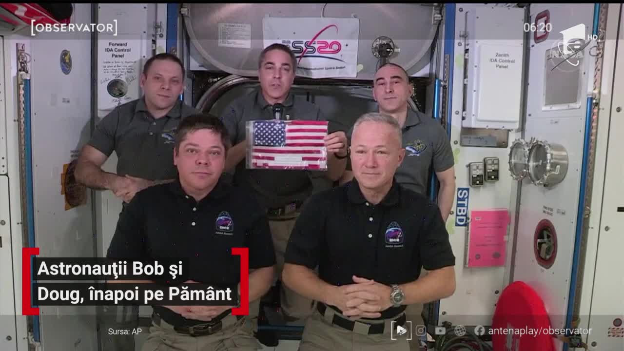 Astronauţii Bob şi Doug, care au ajuns la finalul lunii mai pe Staţia Spaţială Internaţională, se &icirc;ntorc pe Păm&acirc;nt