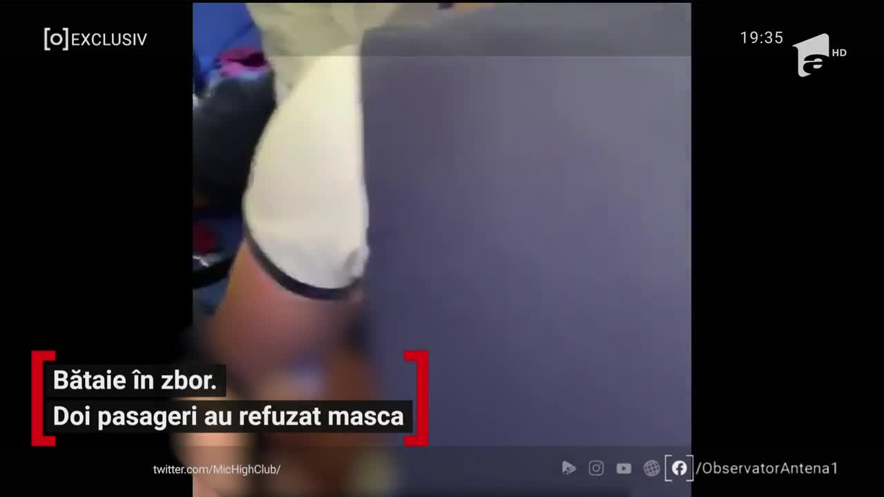 Bătaie &icirc;n zbor. Doi pasageri au refuzat masca
