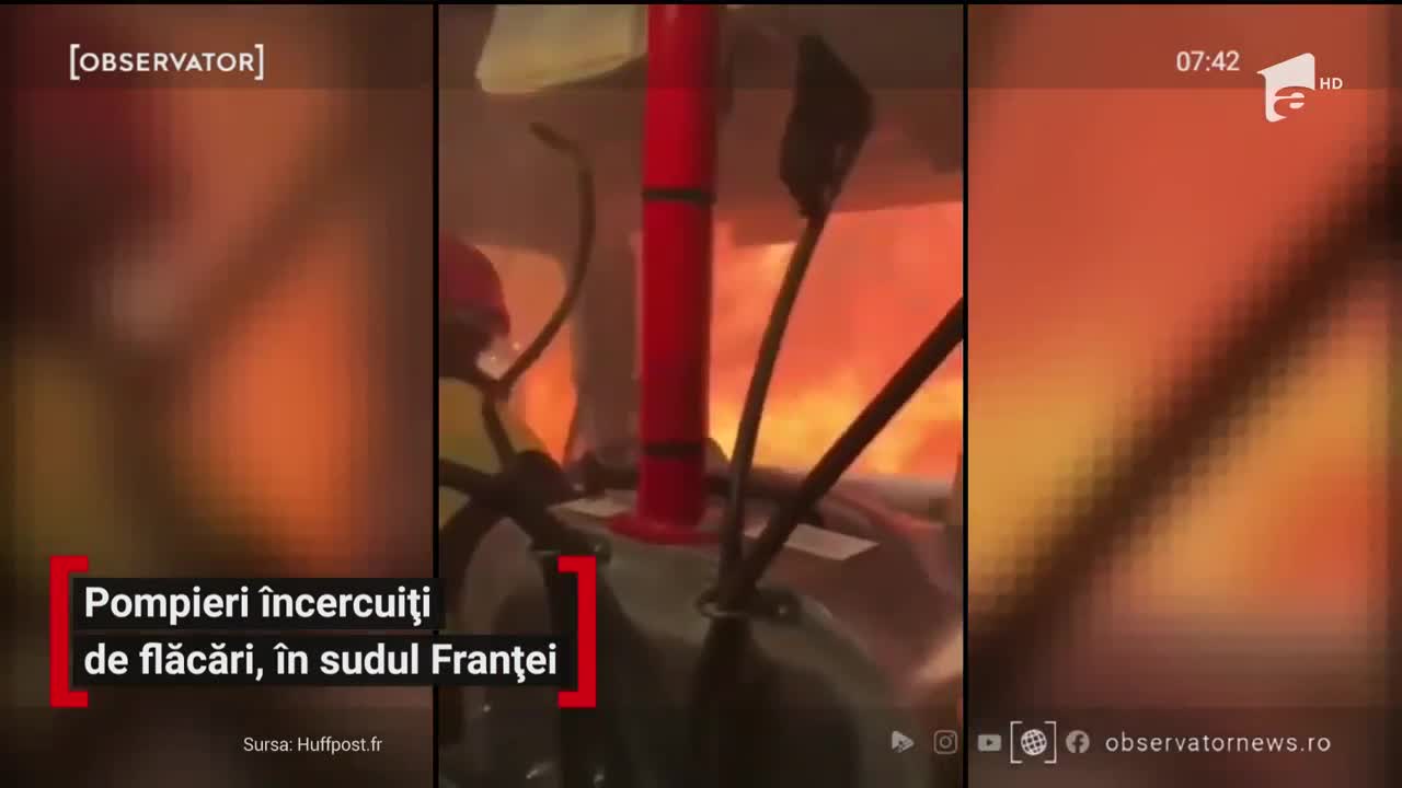 Pompieri &icirc;ncercuiți de flăcări, &icirc;n sudul Franței
