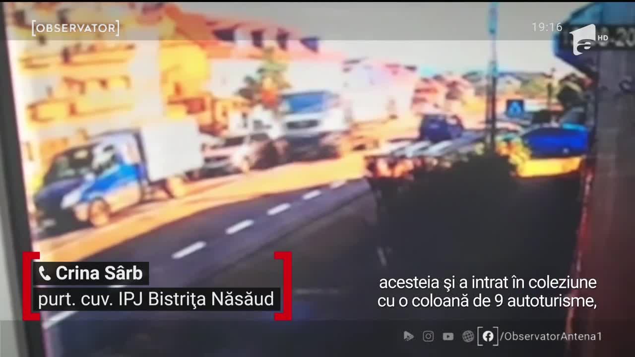 Un cauciuc reşapat al unui camion pare să fi fost cauza unui carambol &icirc;n care au fost implicate 10 maşini &icirc;n Bistriţa