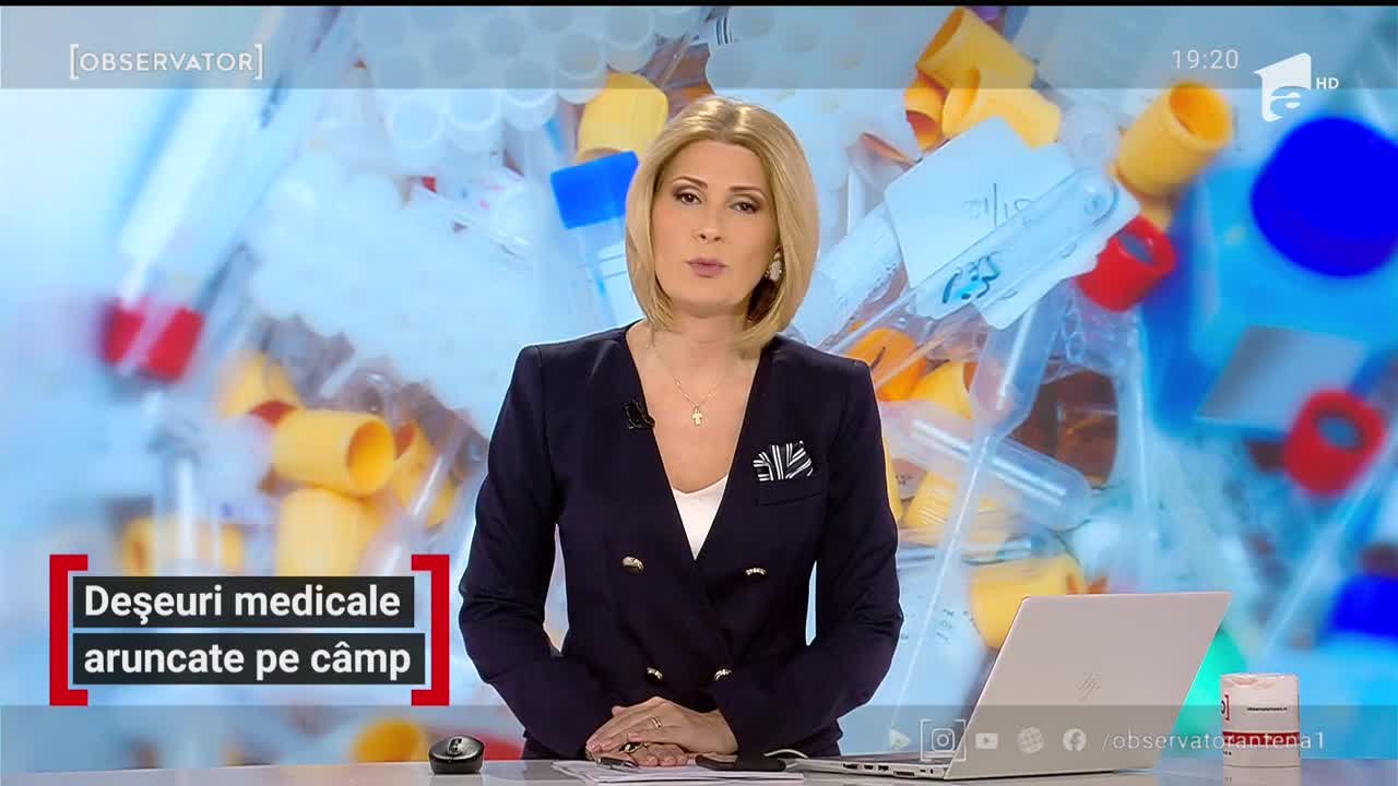 Deșeuri medicale aruncate pe un c&acirc;mp de l&acirc;ngă Slatina