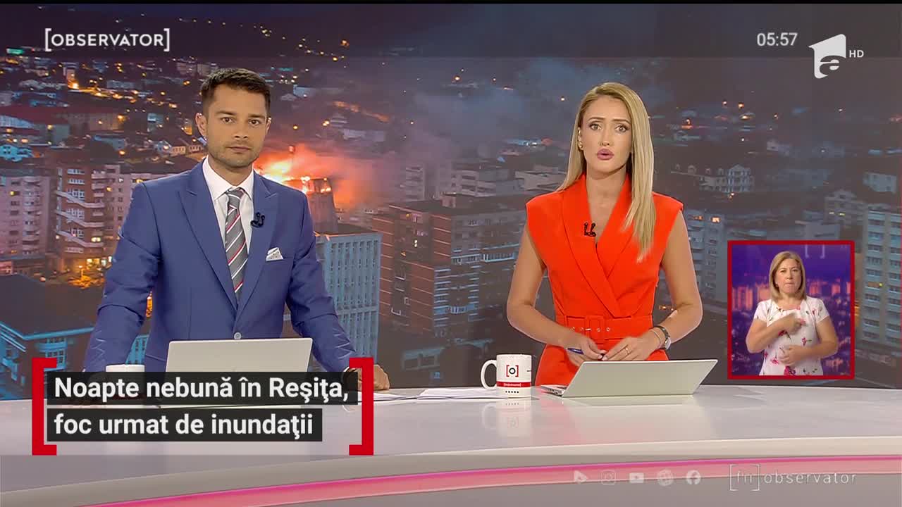 Noapte nebună &icirc;n Reşiţa, incendiu urmat de inundații