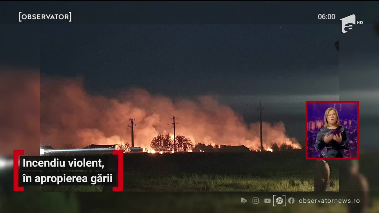 Incendiu violent, &icirc;n apropierea Gării CFR din Seini, judeţul Maramureş