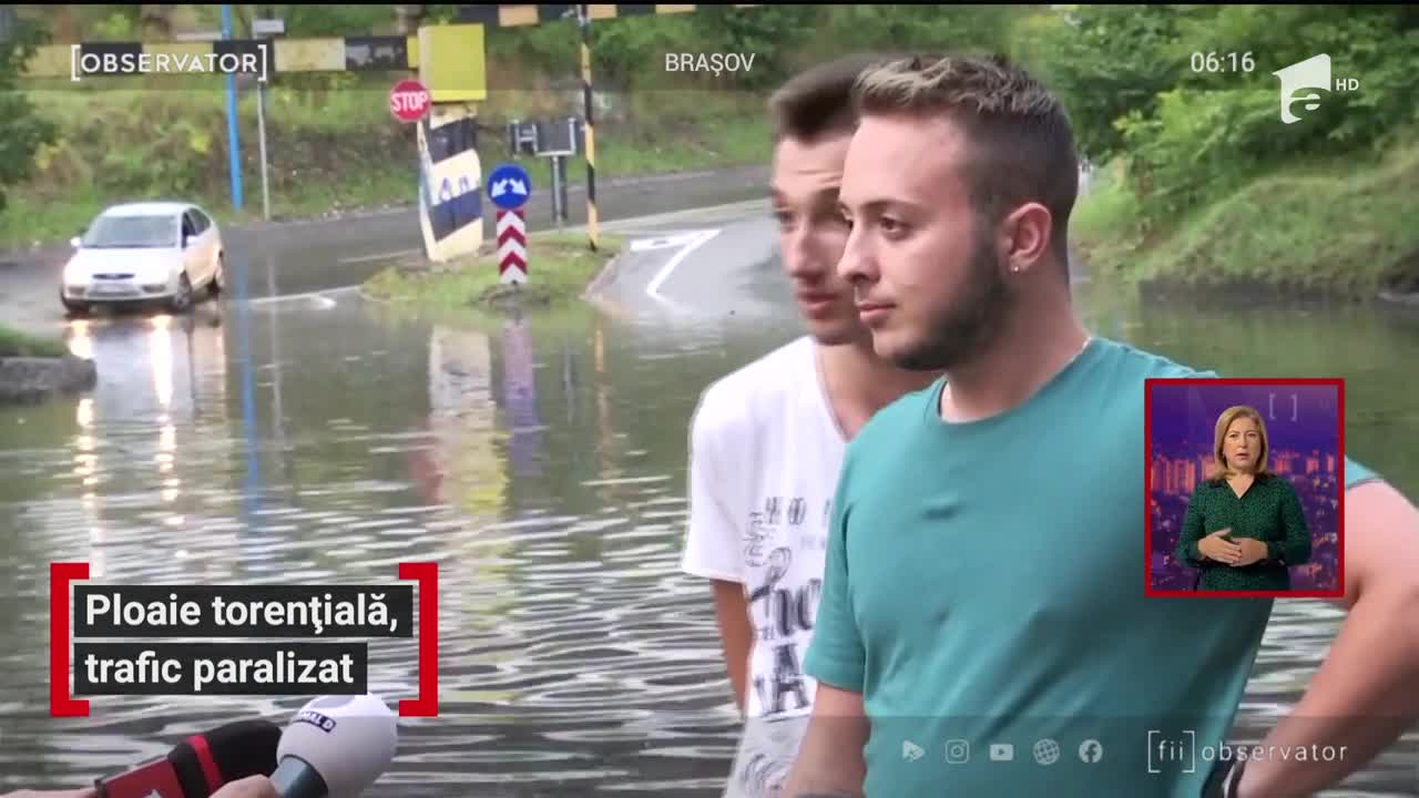 Ploaie torențială, trafic paralizat &icirc;n Braşov și Covasna