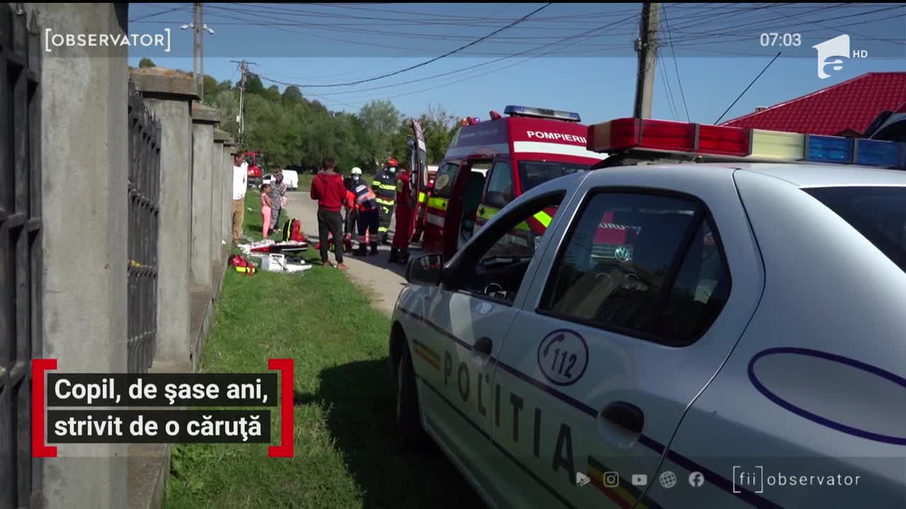 Copil de șase ani, strivit de o căruță