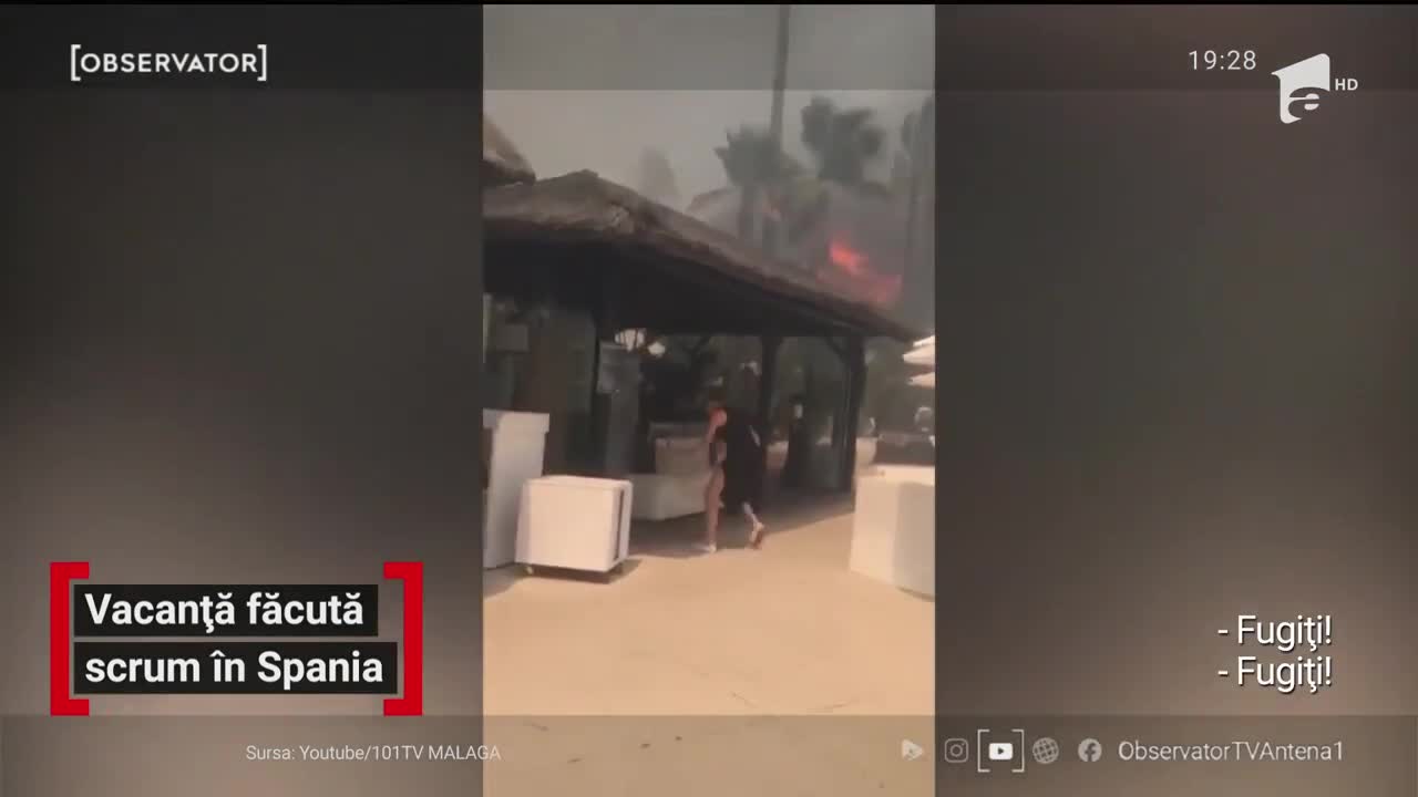 Staţiune de pe Costa del Sol, Spania, mistuită de foc