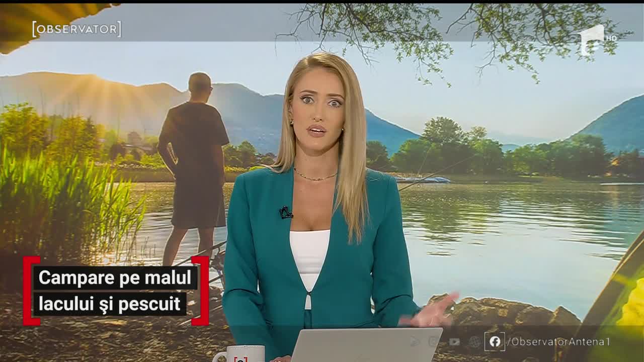 Campare pe malul lacului și pescuit. Sunt oameni cale aleg să meargă cu rulota sau cu cortul &icirc;n Vama Buzăului