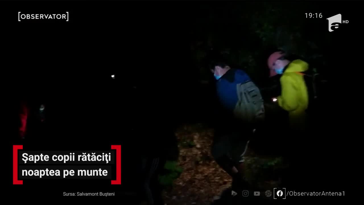 Șapte copii rătăciți noaptea pe munte