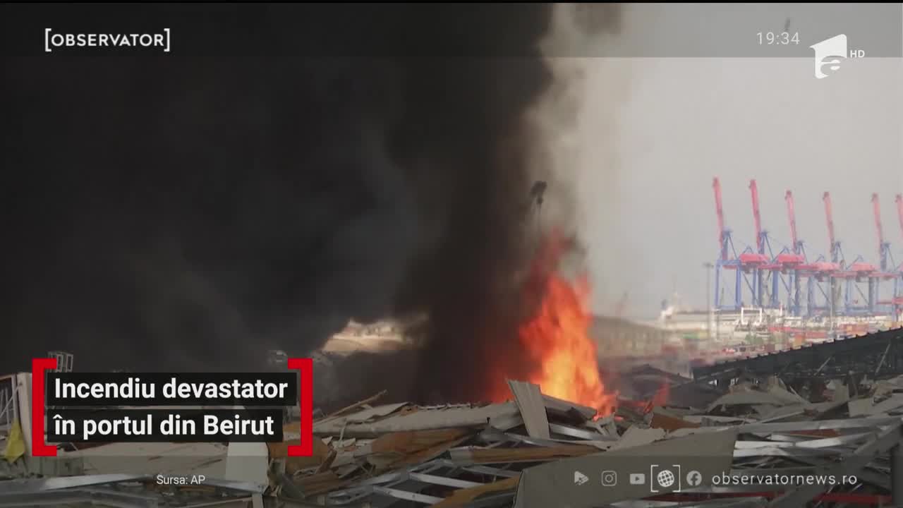 Incendiu devastator &icirc;n portul din Beirut