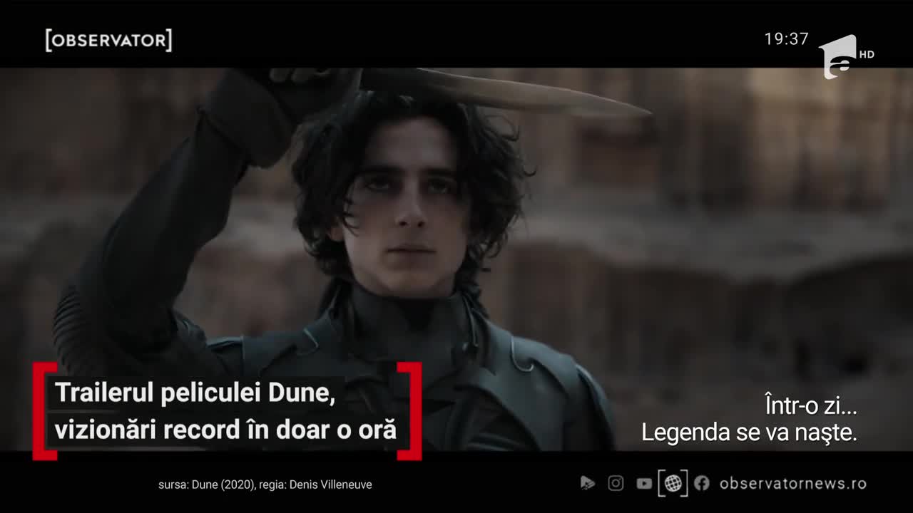 Trailerul filmului Dune, vizionări record &icirc;n doar o oră