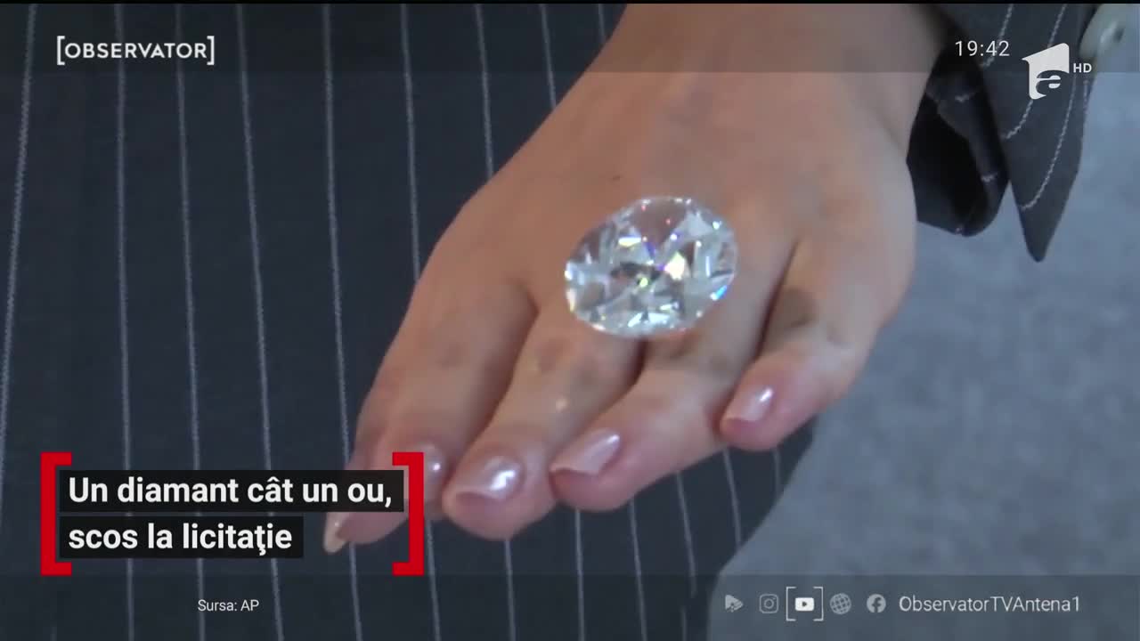 Diamant c&acirc;t un ou de găină, scos la licitaţie