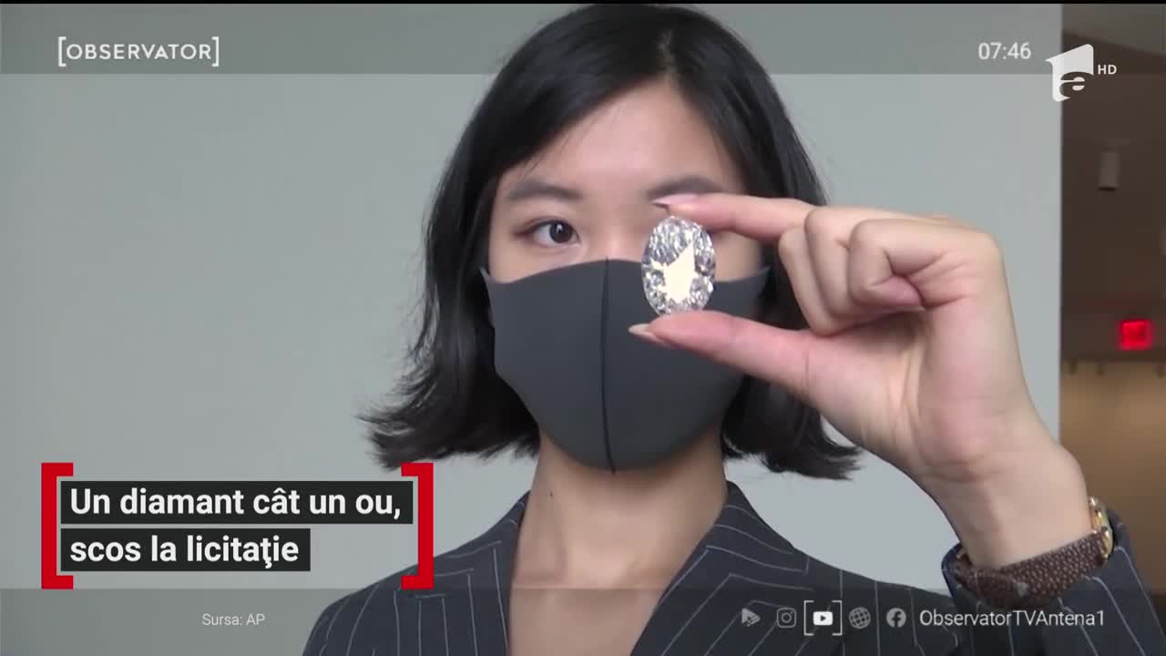 Un diamant c&acirc;t un ou de găină va fi scos la licitaţie &icirc;n Hong Kong