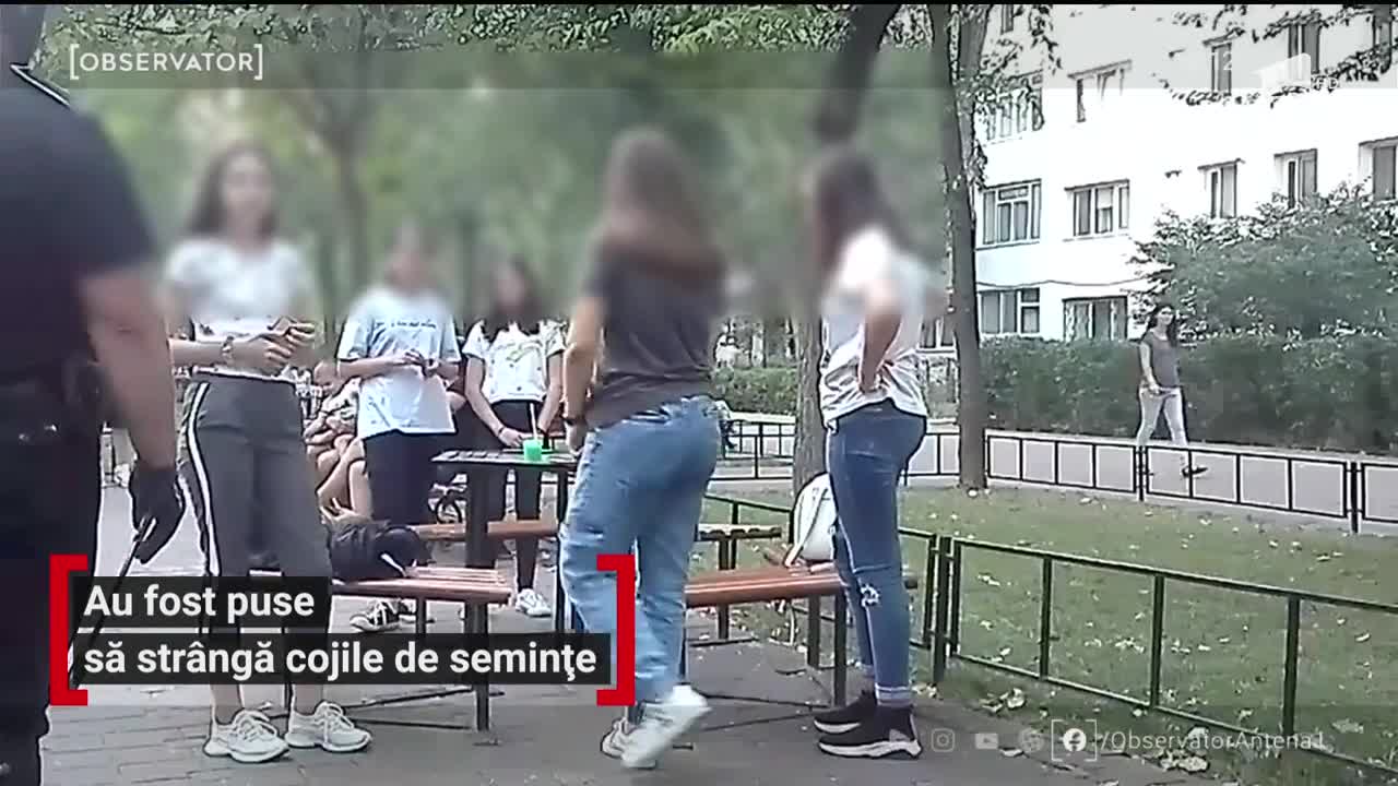 Măn&acirc;nci seminţe şi arunci cojile pe jos? Pune m&acirc;na pe mătură! Asta le-a spus un poliţist local unor adolescente care făcuseră mizerie &icirc;n jurul lor, &icirc;n parc