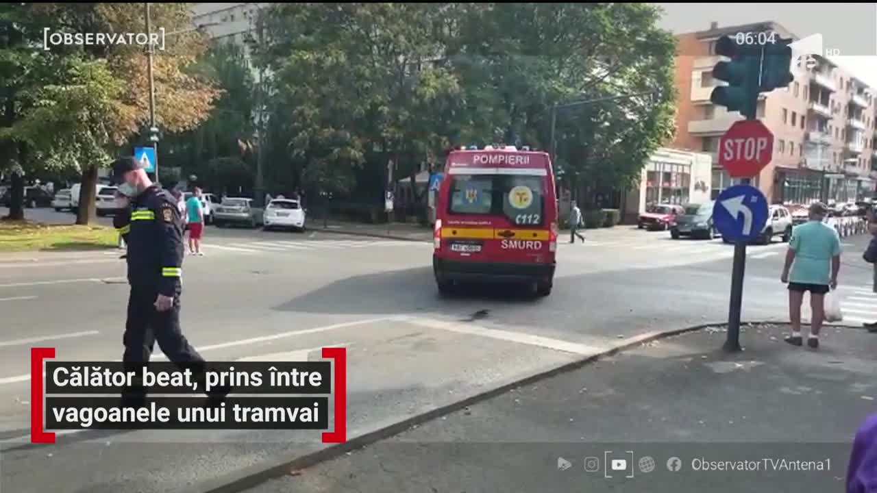 Călător beat, prins &icirc;ntre vagoanele unui tramvai din Arad