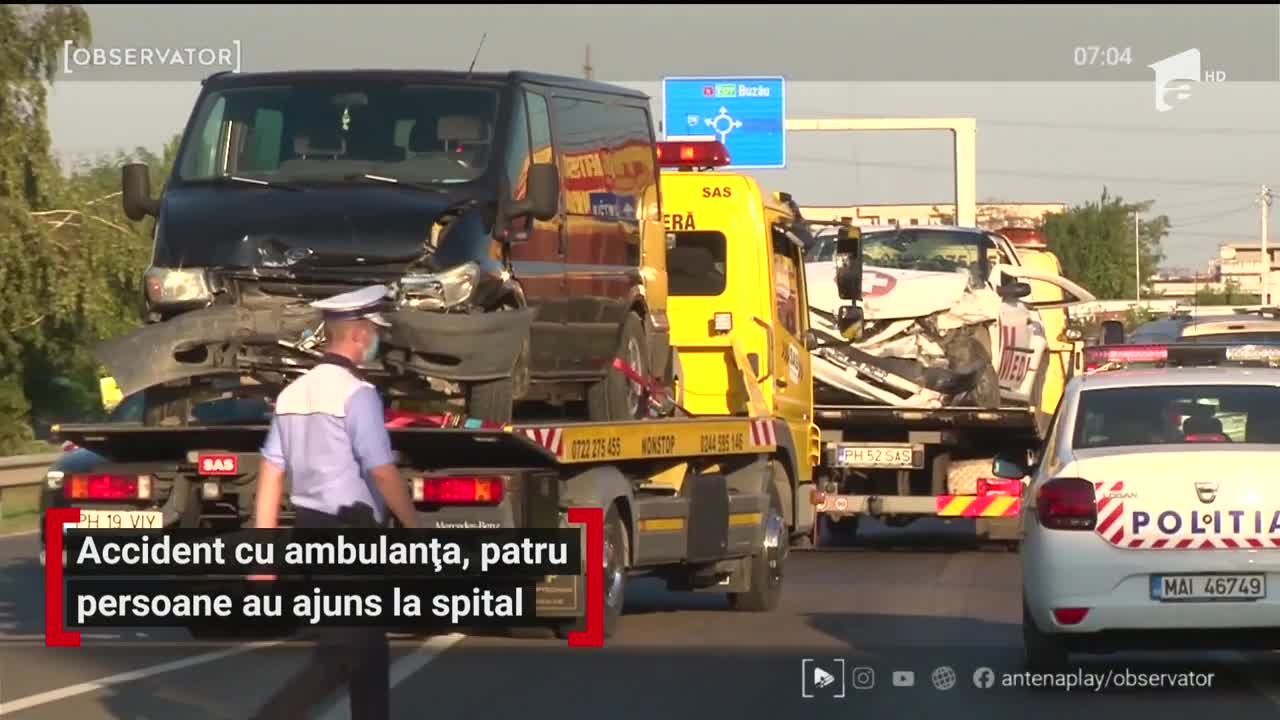 Accident cu ambulanța &icirc;n Ploieşti, patru persoane au ajuns la spital