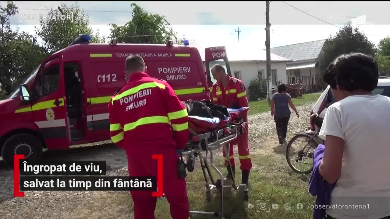 &Icirc;ngropat de viu, salvat la timp din f&acirc;nt&acirc;nă