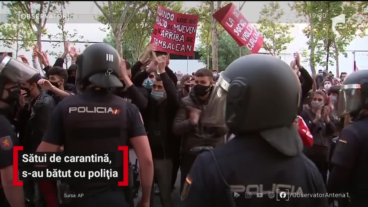 Libertate apărată cu pumnul. La Madrid, mii de oameni, furioşi că trebuie să stea din nou &icirc;n carantina, s-au luat la bătaie cu poliţia