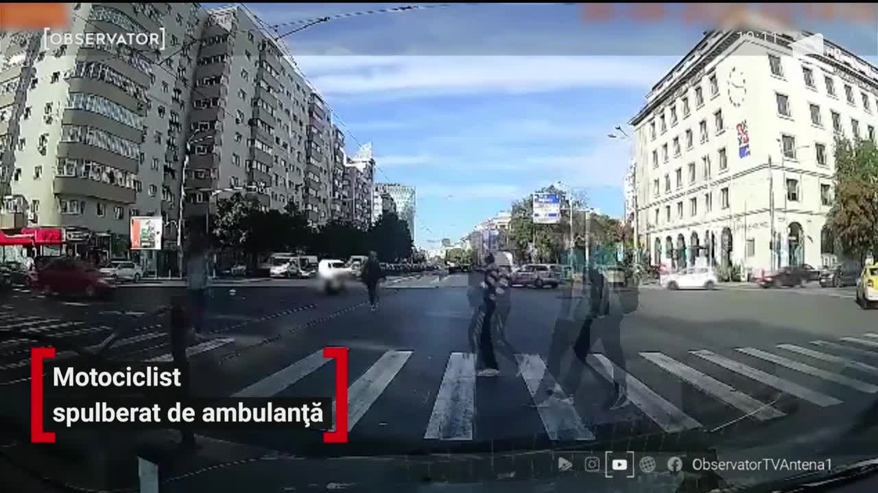 Motociclist spulberat de ambulanţă &icirc;n faţa spitalului Floreasca