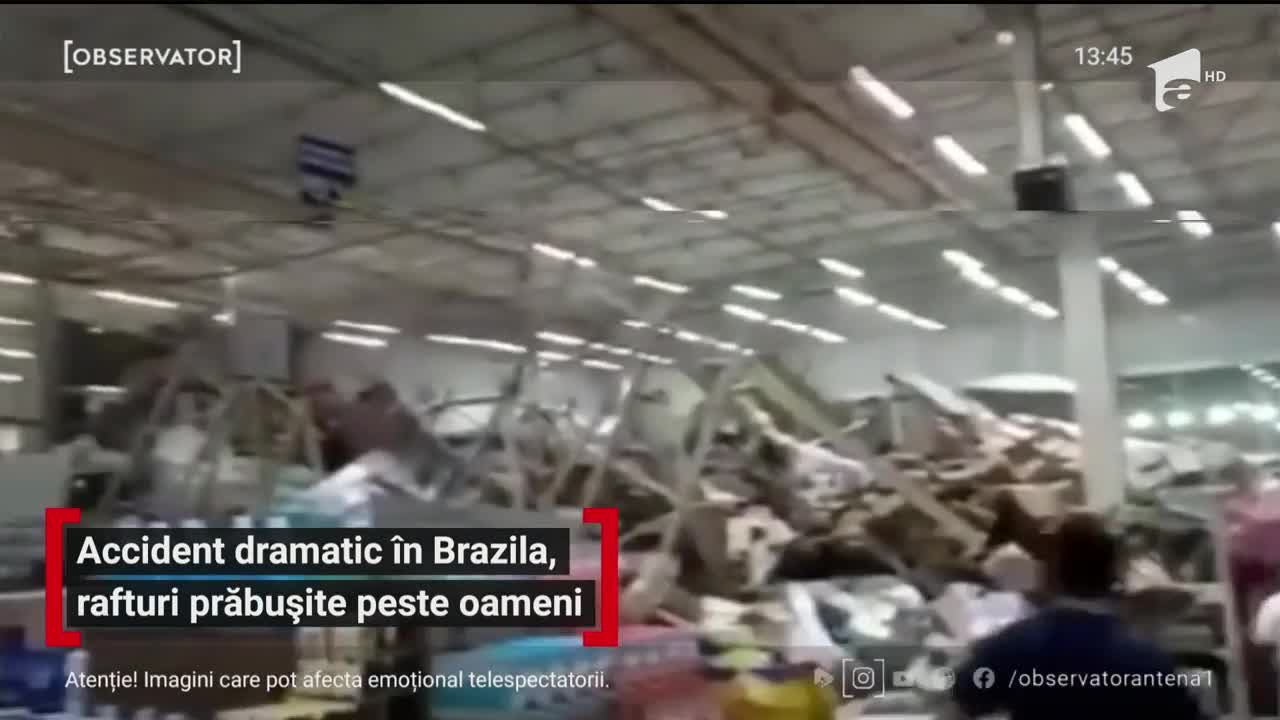 Accident dramatic &icirc;ntr-un supermarket Brazilia, rafturi prăbușite peste oameni