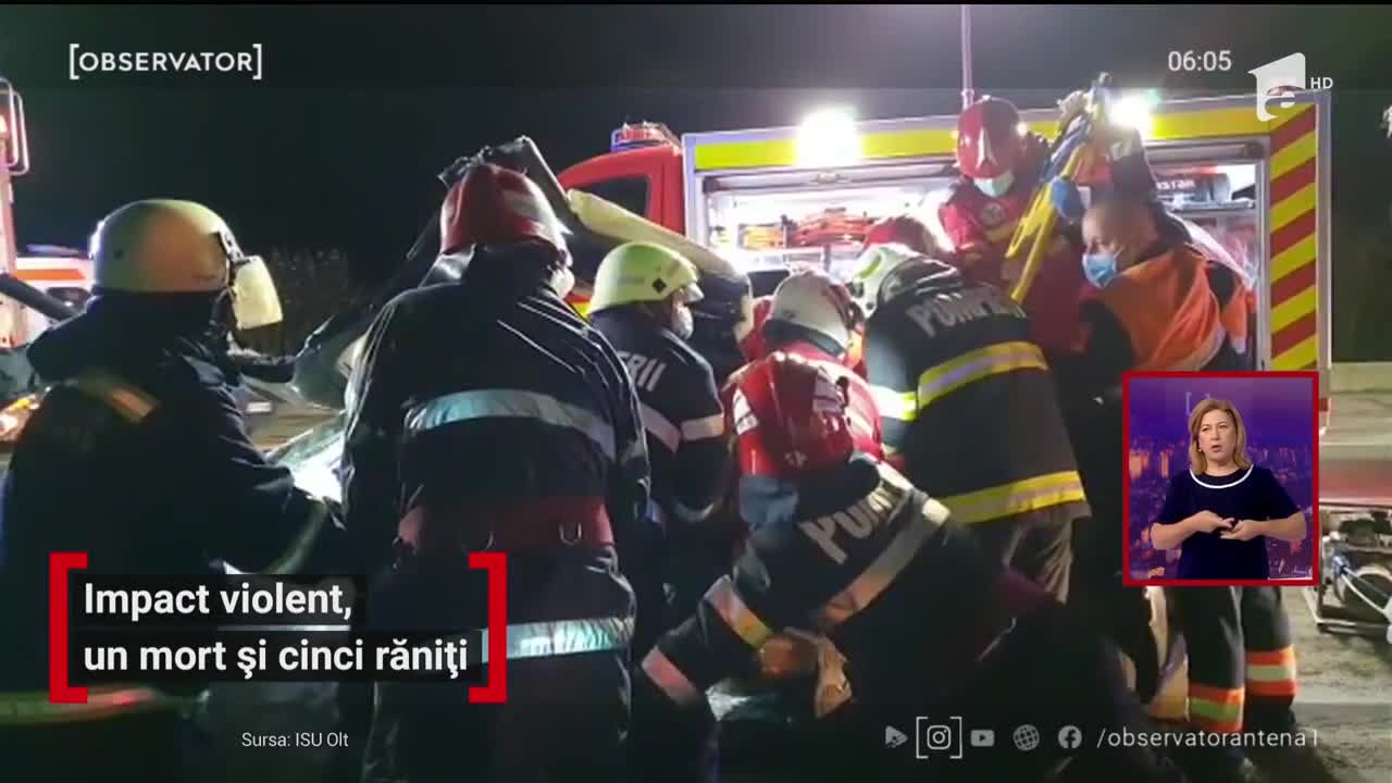 Impact violent &icirc;n Olt, un mort și cinci răniți