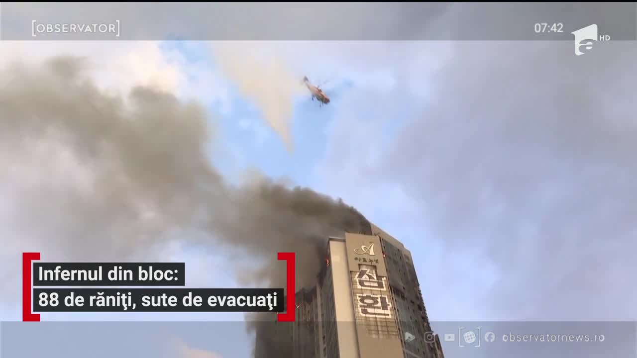 Bloc de 33 de etaje din Coreea de Sud, mistuit de flăcări