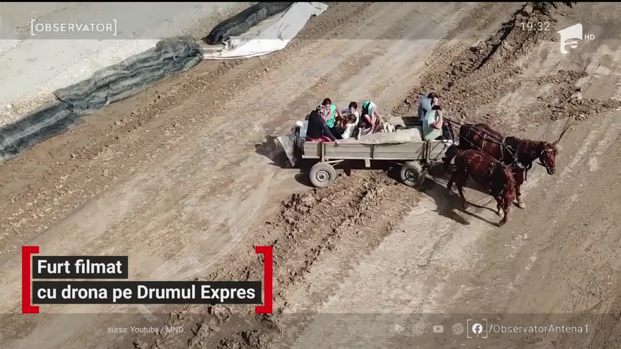 Furt filmat cu drona pe drumul expres Craiova-Pitești
