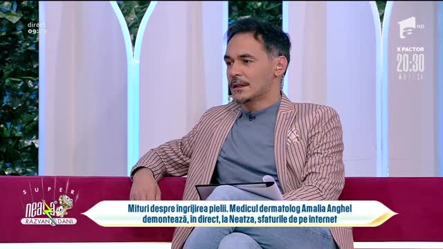 Mituri despre &icirc;ngrijirea pielii. Medicul dermatolog Amalia Anghel demontează, &icirc;n direct, la Neatza, sfaturile de pe internet