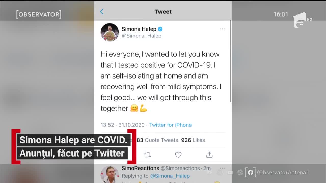 Simona Halep are COVID. Anunțul făcut de tenismenă