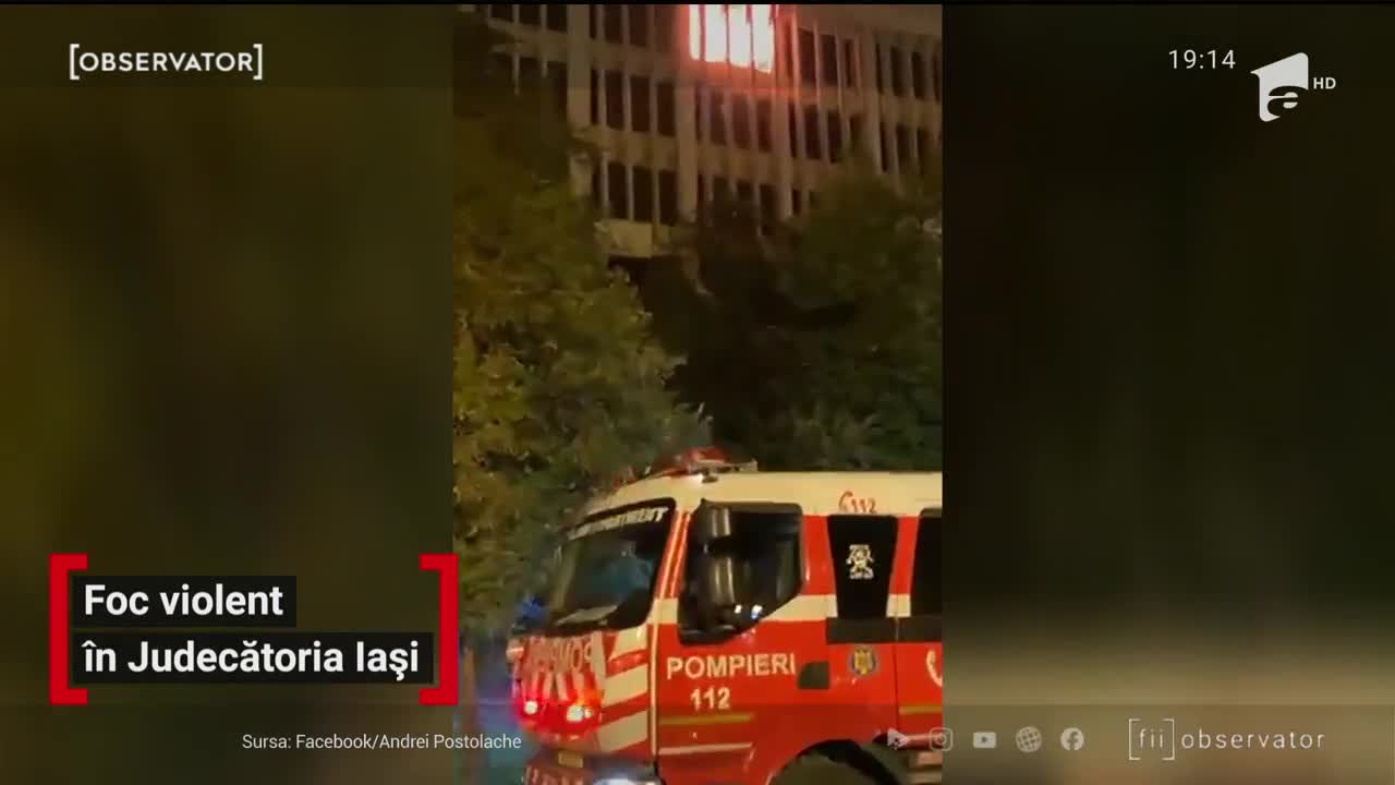 Foc violent în Judecătoria Iași