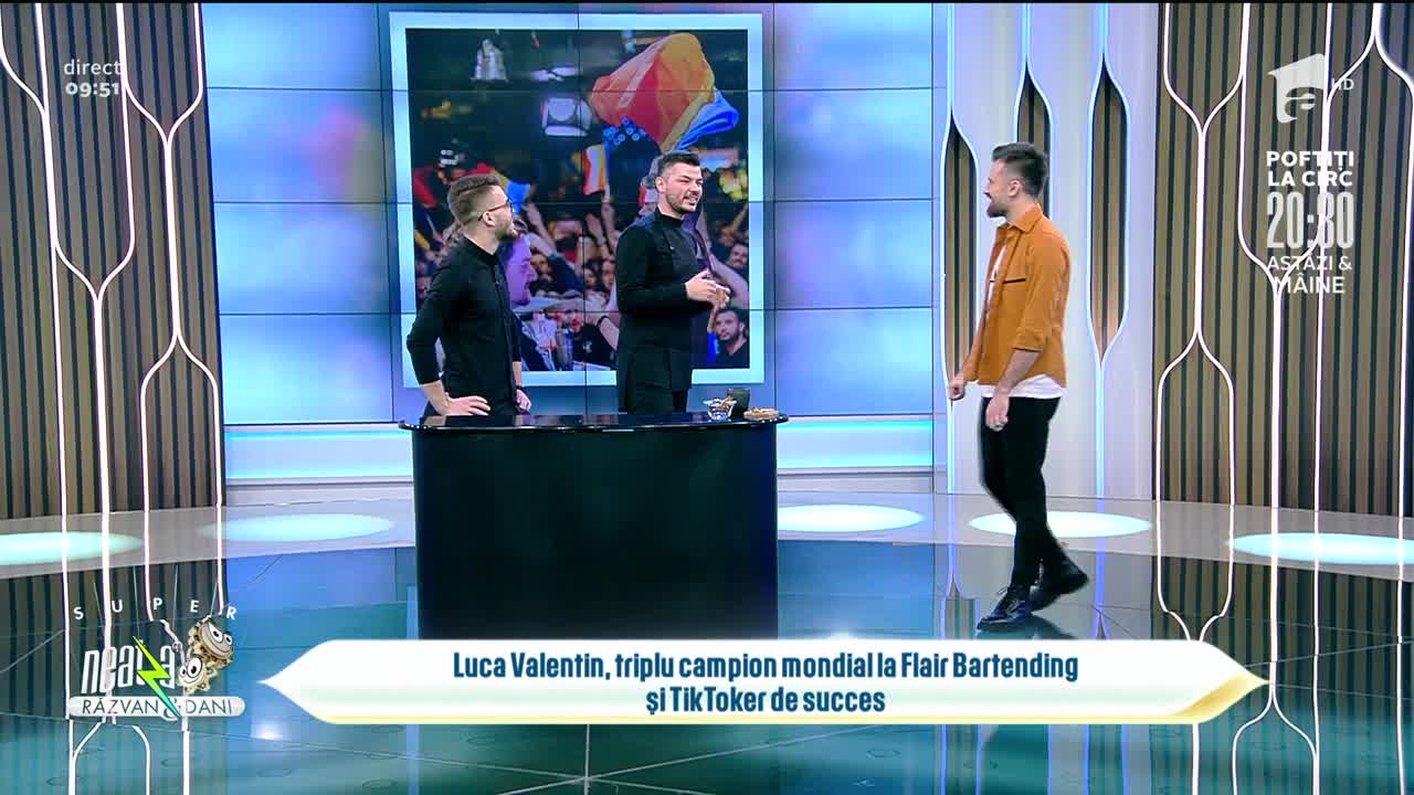 Luca Valentin, super demonstrație de Flair Bartending, la Neatza cu Răzvan si Dani