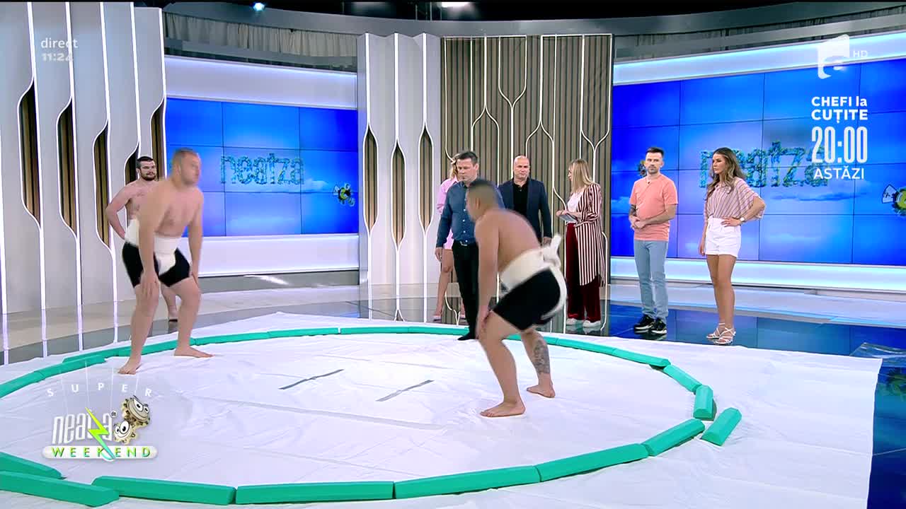 Super demonstrație de sumo, &icirc;n direct, la Neatza de Weekend