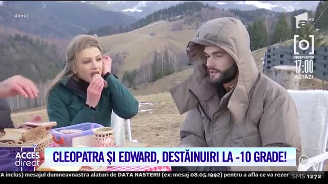 Acces Direct, 21 ianuarie 2022. Cleopatra Stratan şi Edward Sanda, picnic pe vârf de munte, pe viscol şi ninsoare