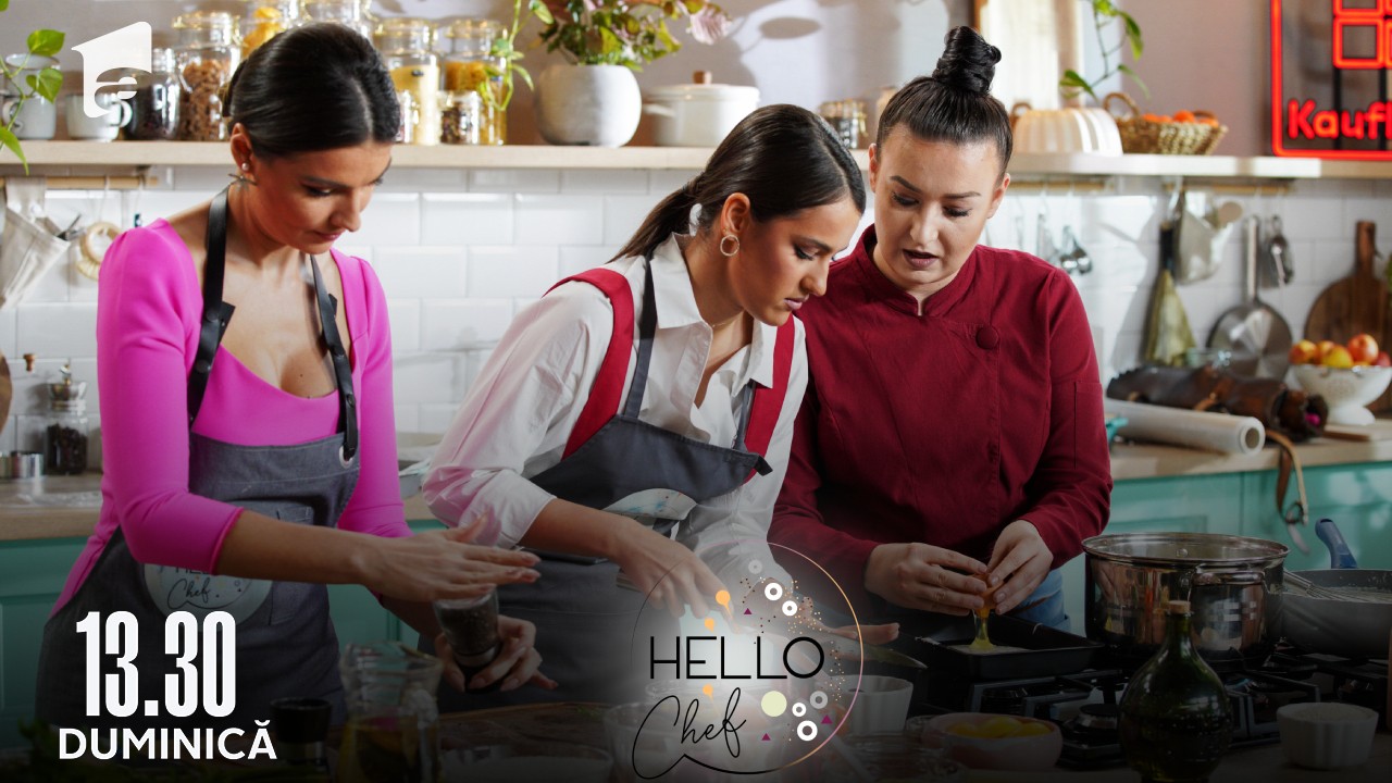 Hello Chef sezonul 3, 5 iunie 2022.  Roxana Blenche,  Olivia Păunescu și Rosse Stan au preparat plăcintă cu iaurt