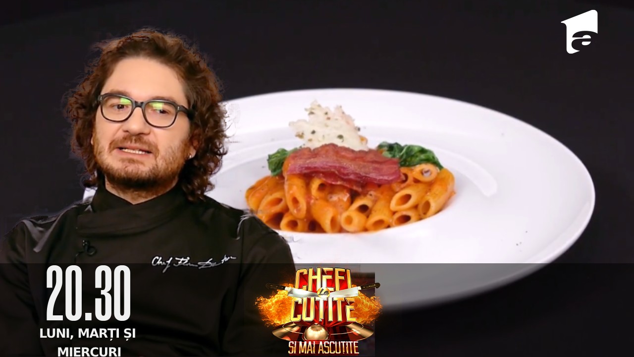 Chefi la Cuțite Sezonul 10, 6 septembrie 2022. Rețetă de Amuletă: Florin Dumitrescu a preparat "Penne Amatriciană"